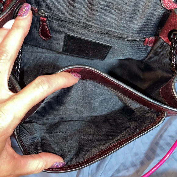 Coach Metallic Red Ranger Flap Crossbody Bag Metal Chain Convertible - Picture 14 of 16